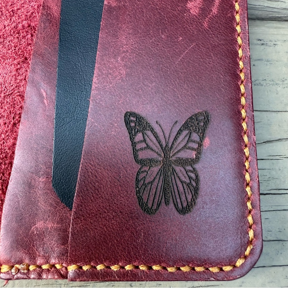 Long Leather Wallet in Burgundy - Picture 8 of 13